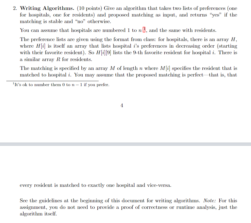 2. Writing Algorithms. (10 points) Give an algorithm | Chegg.com