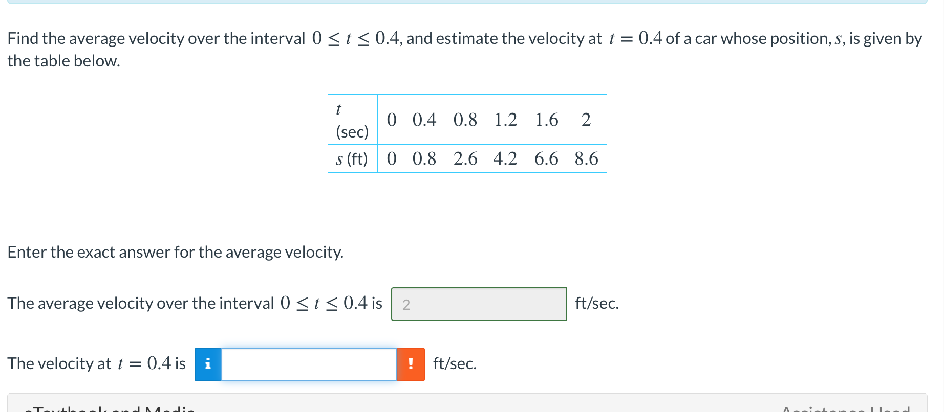 Solved Find the average velocity over the interval 0 | Chegg.com