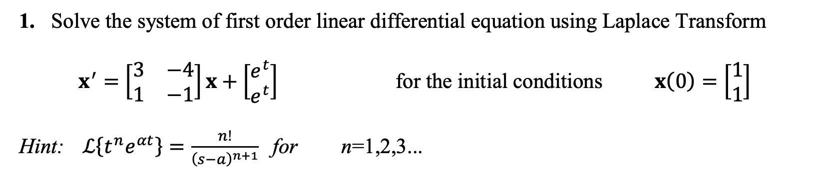 Solved Solve The System Of First Order Linear Differential Chegg