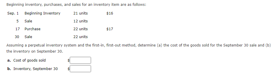 Solved 17 Beginning Inventory, Purchases, And Sales For An | Chegg.com