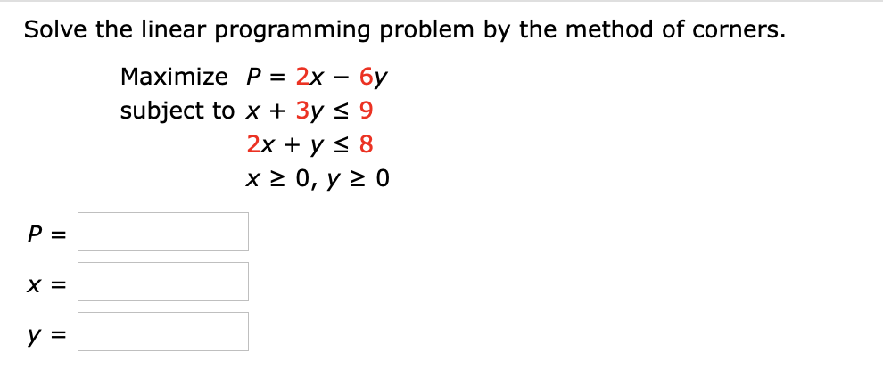 Solved Solve the linear programming problem by the method of | Chegg.com