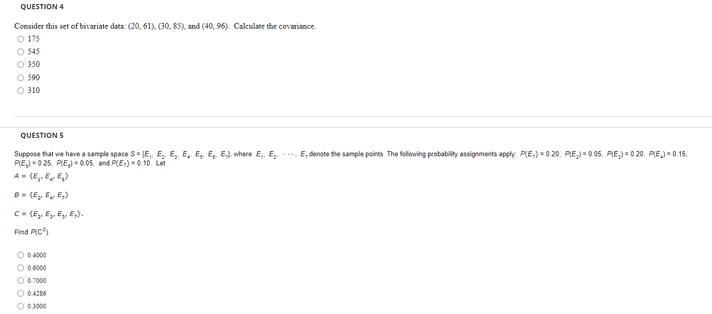 Solved QUESTION 4 Consider This Set Of Bivariate Data: | Chegg.com