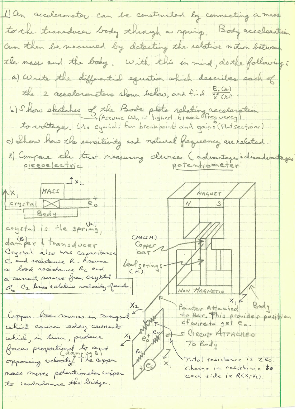 Solved 1 ) An accelerometer can be constructed by connecting Circuit Diagram