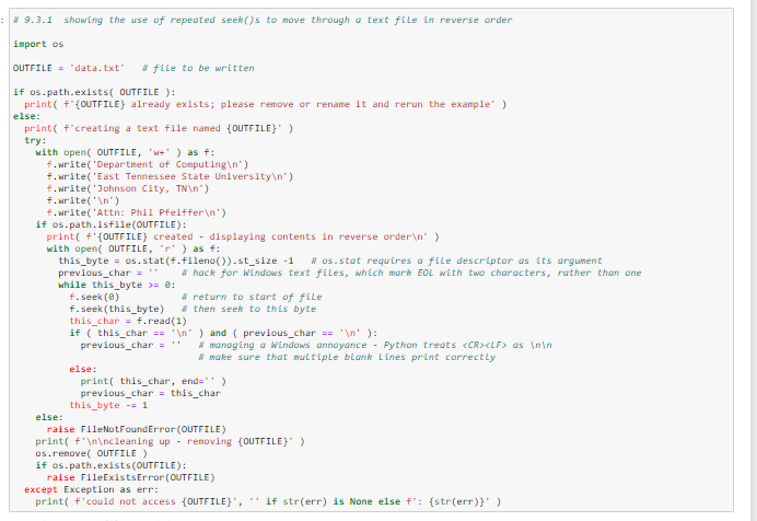 Solved : 19.3.1 showing the use of repeated seek() s to move | Chegg.com