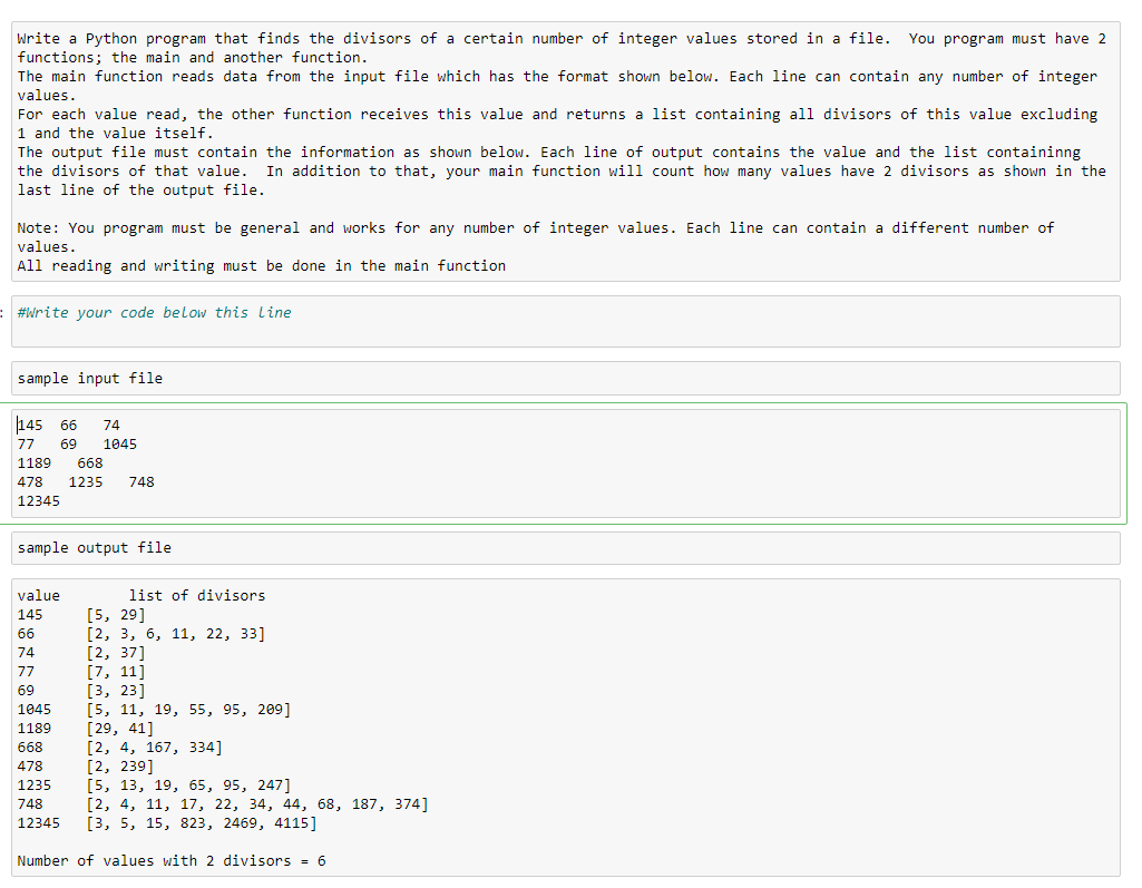 Solved Write a Python program that finds the divisors of a | Chegg.com