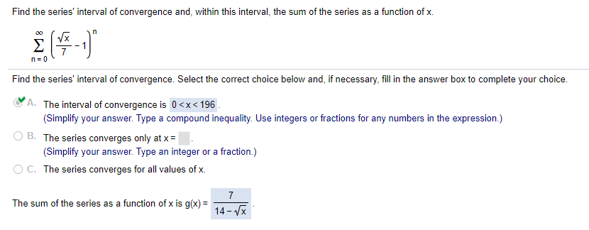 Solved Find The Series' Interval Of Convergence And, | Chegg.com