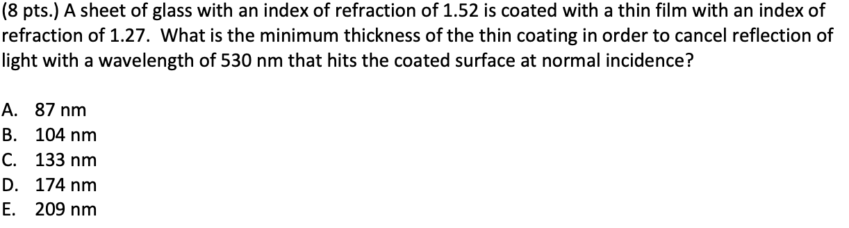 Solved Please explain: A sheet of glass with an index | Chegg.com
