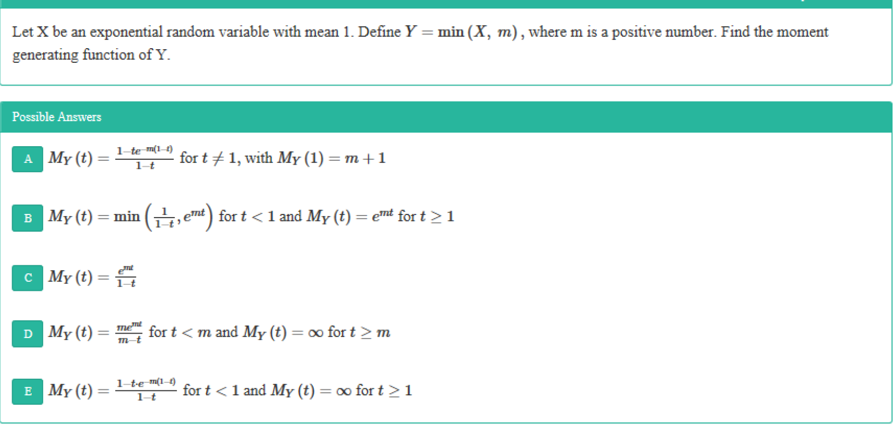 Solved Let X be an exponential random variable with mean 1. | Chegg.com