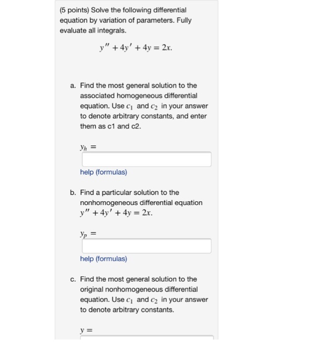 Solved (5 points) Solve the following differential equation | Chegg.com