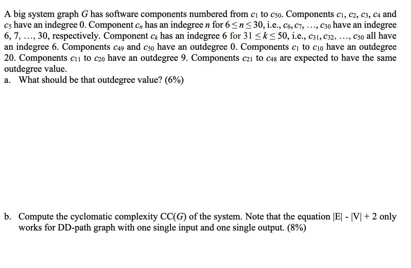 A big system graph G has software components numbered | Chegg.com