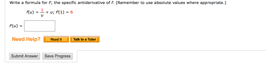 Solved Write A Formula For F, The Specific Antiderivative Of 