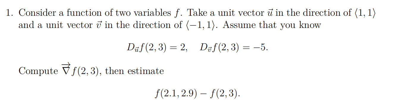 Solved Consider a function of two variables f. ﻿Take a unit | Chegg.com