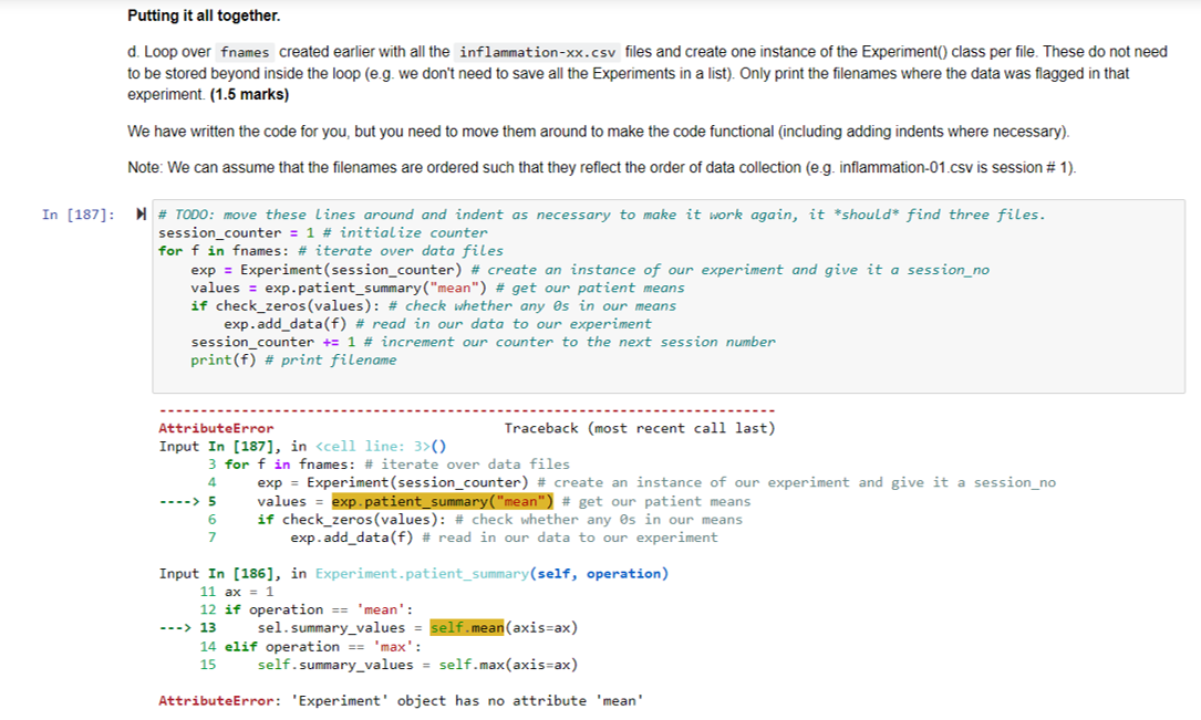 Solved Let's store our experiments in a class. Each instance | Chegg.com