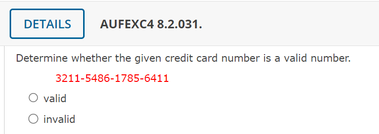 the credit card number you have entered is not valid