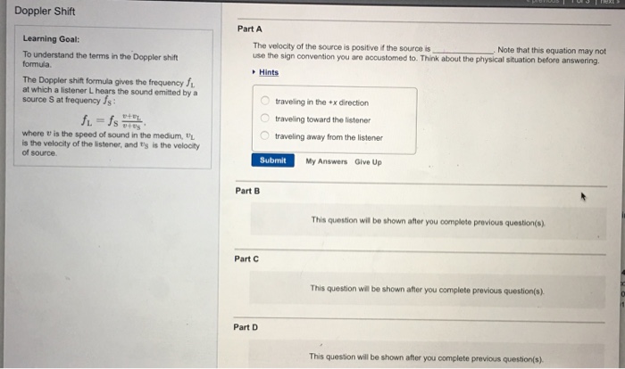 Solved Doppler Shift Part A Learning Goal: The velocity of | Chegg.com