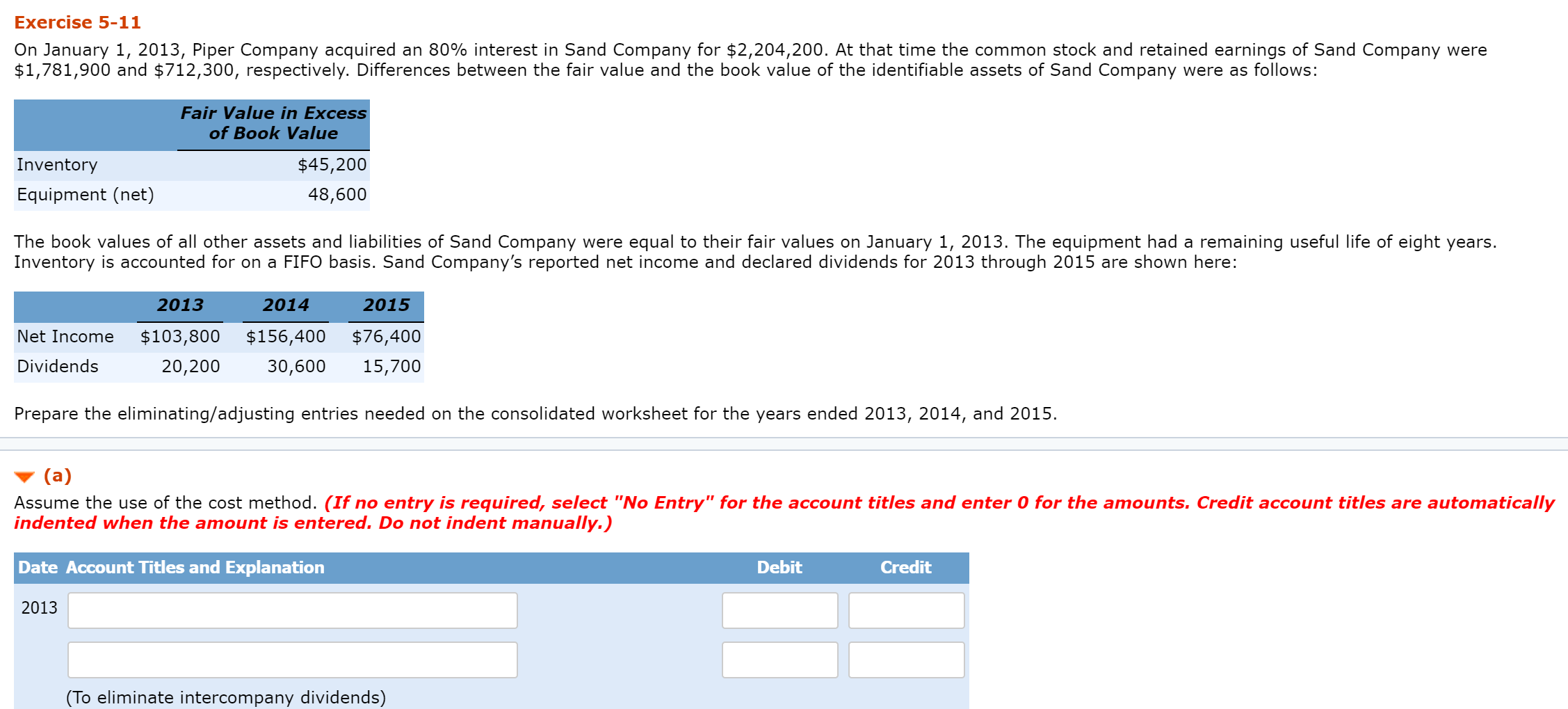 Solved Exercise 511 On January 1, 2013, Piper Company