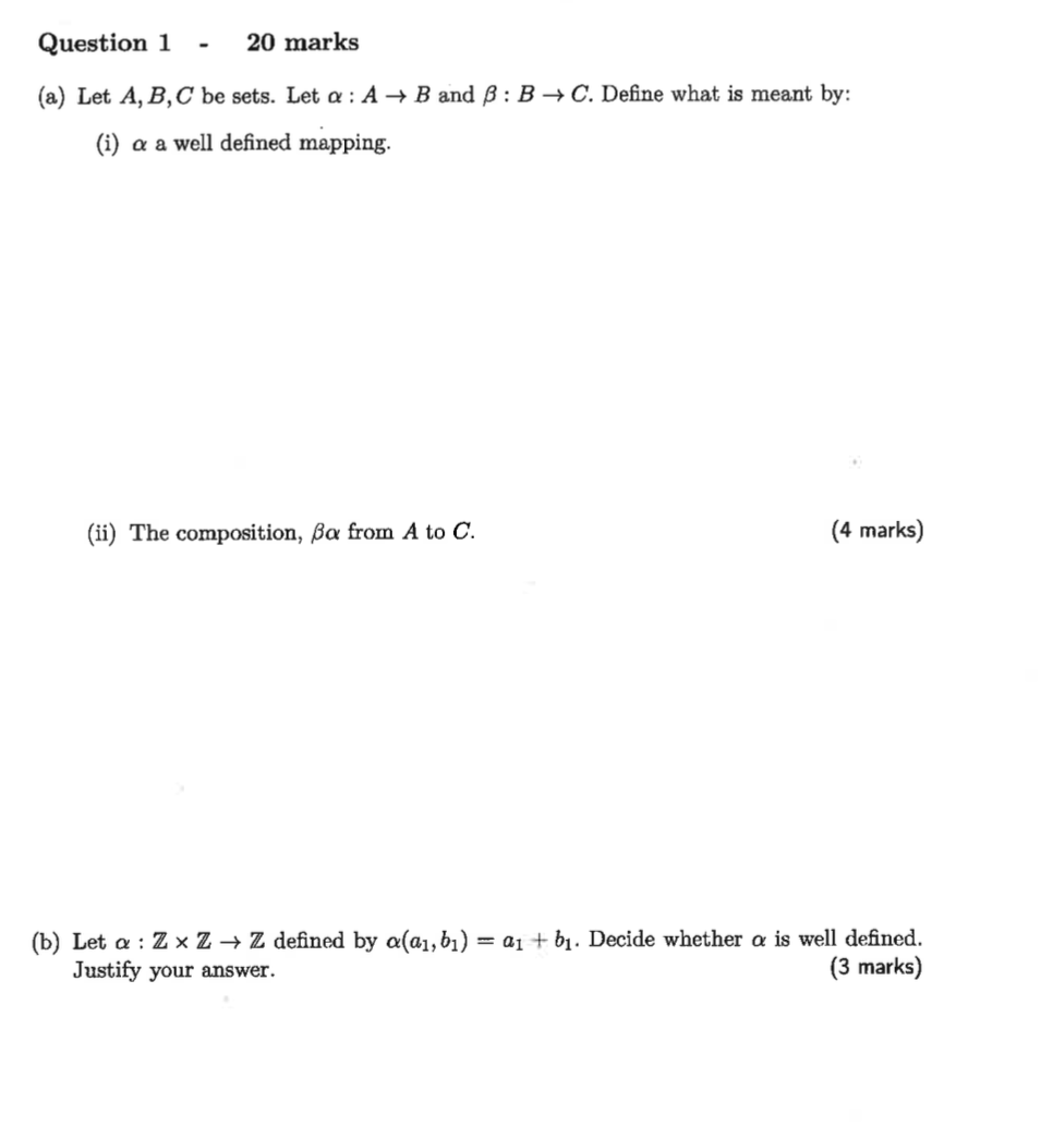 Solved Question 1 20 Marks A Let A B C Be Sets Let A A