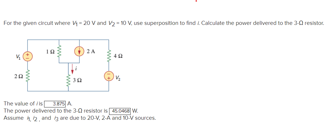 Solved For the given circuit where V1=20V ﻿and V2=10V, ﻿use | Chegg.com