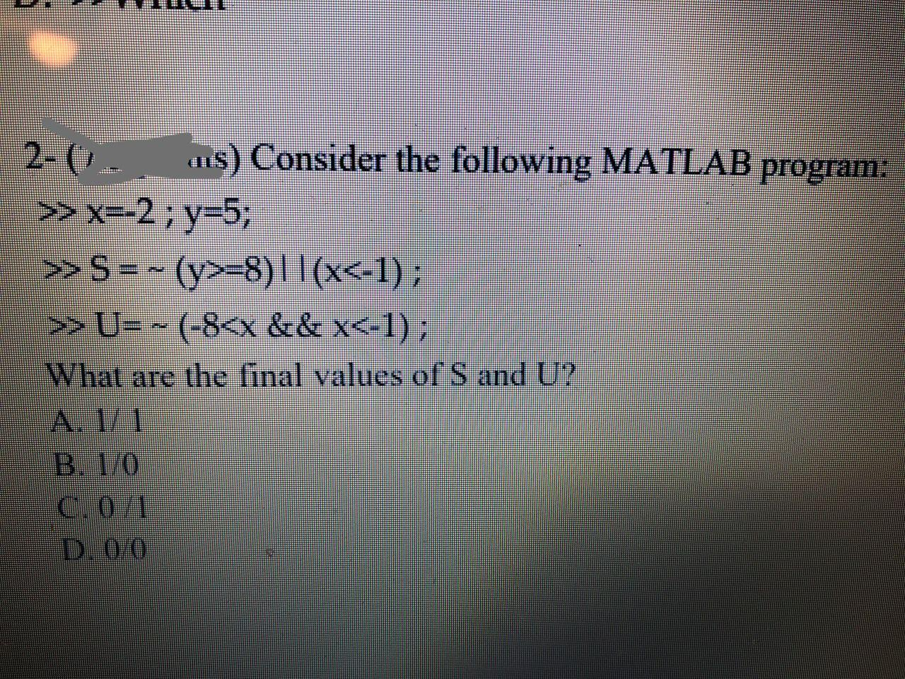 Solved 2-01 nis) Consider the following MATLAB program: | Chegg.com