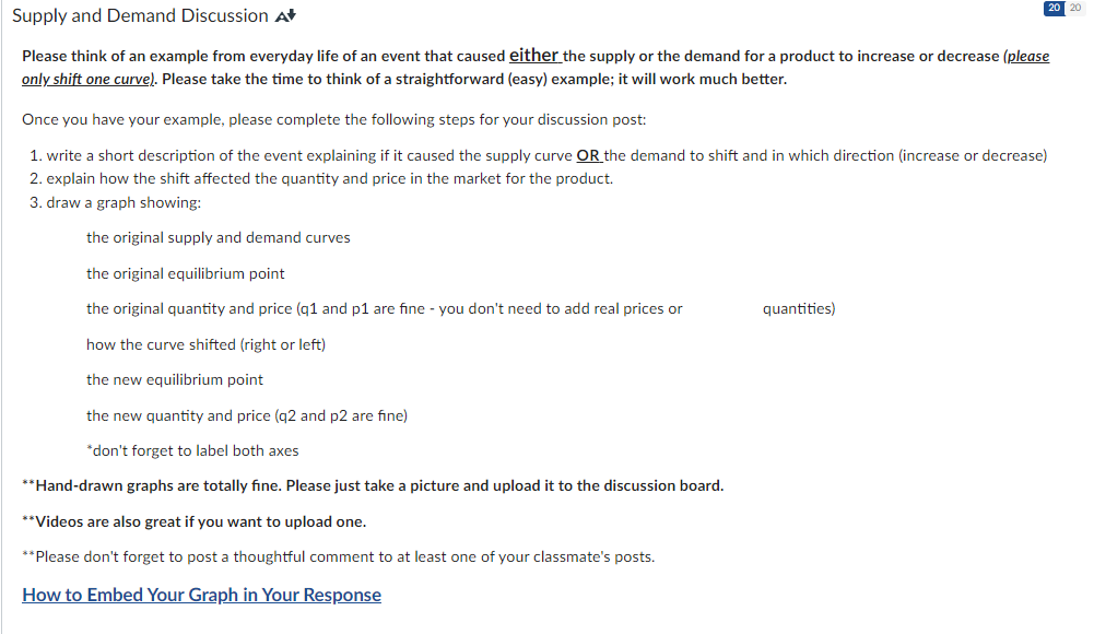 Solved Supply and Demand Discussion Please think of an | Chegg.com