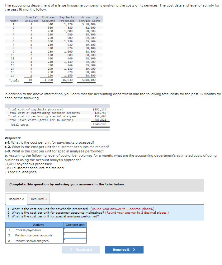 Solved The Accounting Department Of A Large Limousine 