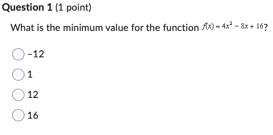 point of minimum value of the function given by f x is