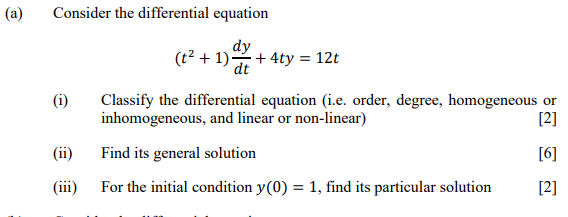 Solved a) Consider the differential equation | Chegg.com