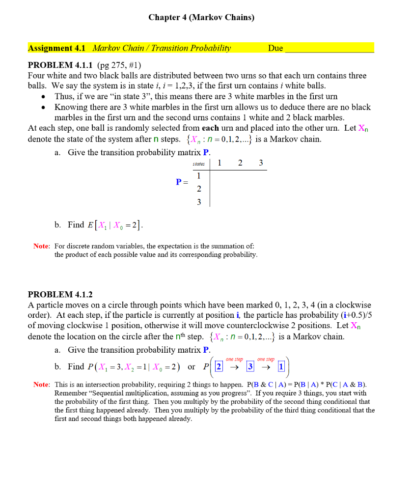 Solved Chapter 4 (Markov Chains) . Assignment 4.1 Markov | Chegg.com
