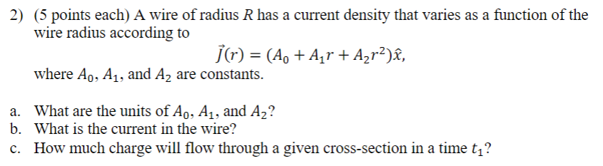 Answered: A wire has a current density of…