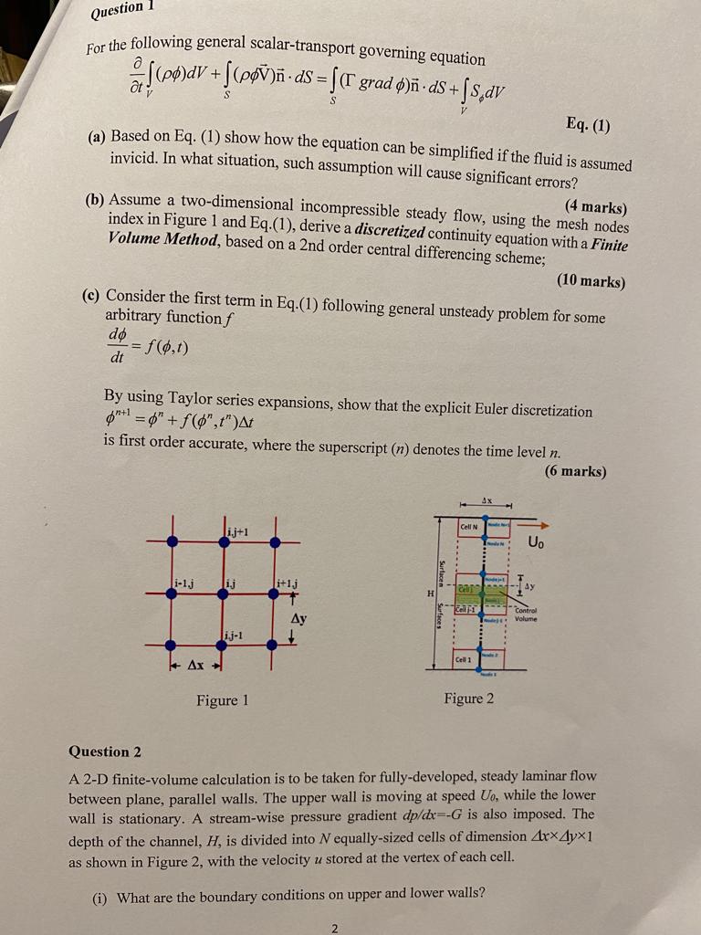 Solved For The Following General Scalar Transport Governing Chegg