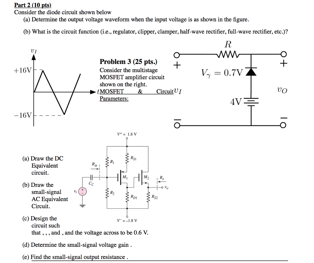 Solved Part 2 (10 pts) Consider the diode circuit shown