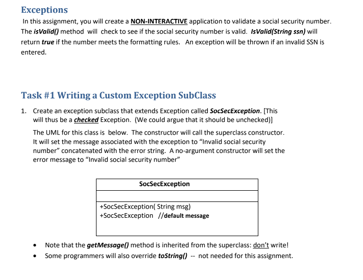 Solved Exceptions In this assignment, you will create a | Chegg.com