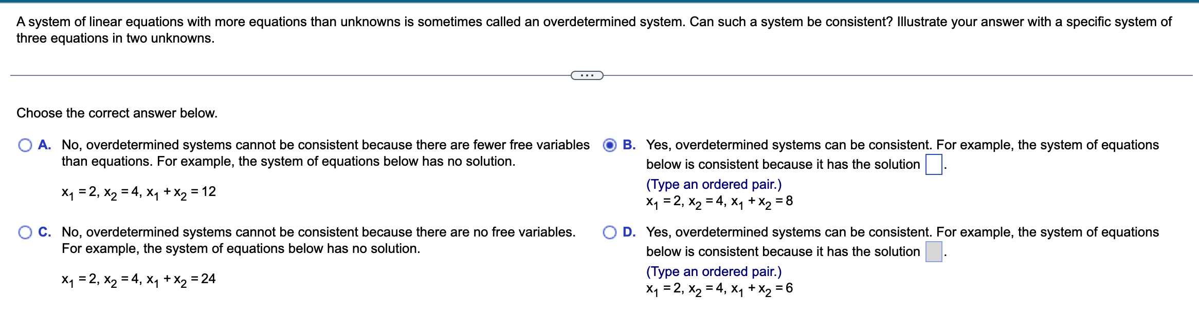 Solved A System Of Linear Equations With More Equations 4516