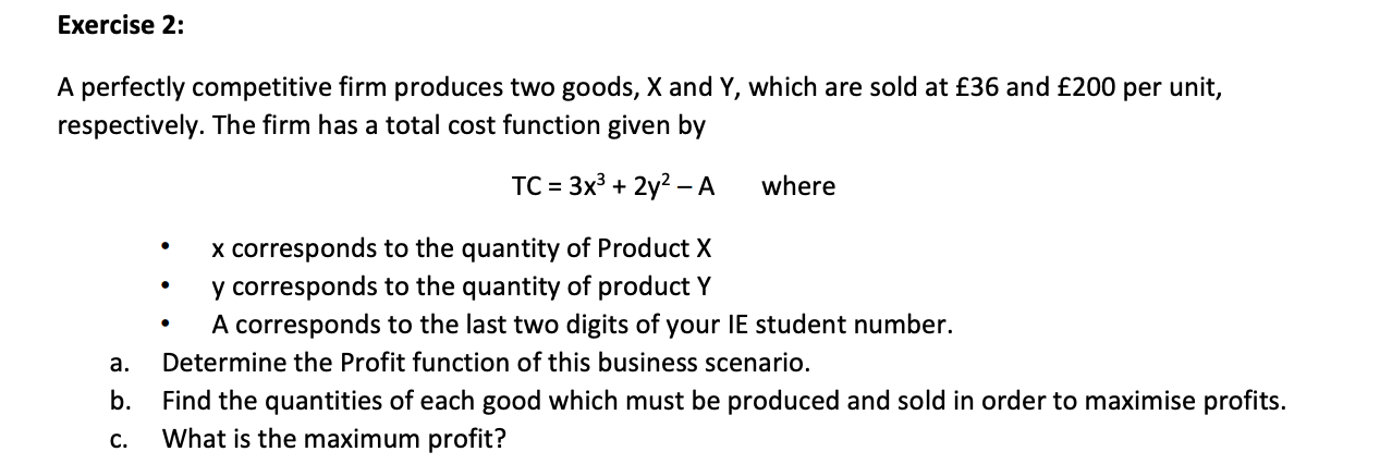 Solved Exercise 2: A Perfectly Competitive Firm Produces Two | Chegg.com