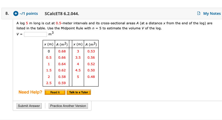 Solved 2 0 3 Points Previous Answers Calcet8 6 2 006 Fi Chegg Com