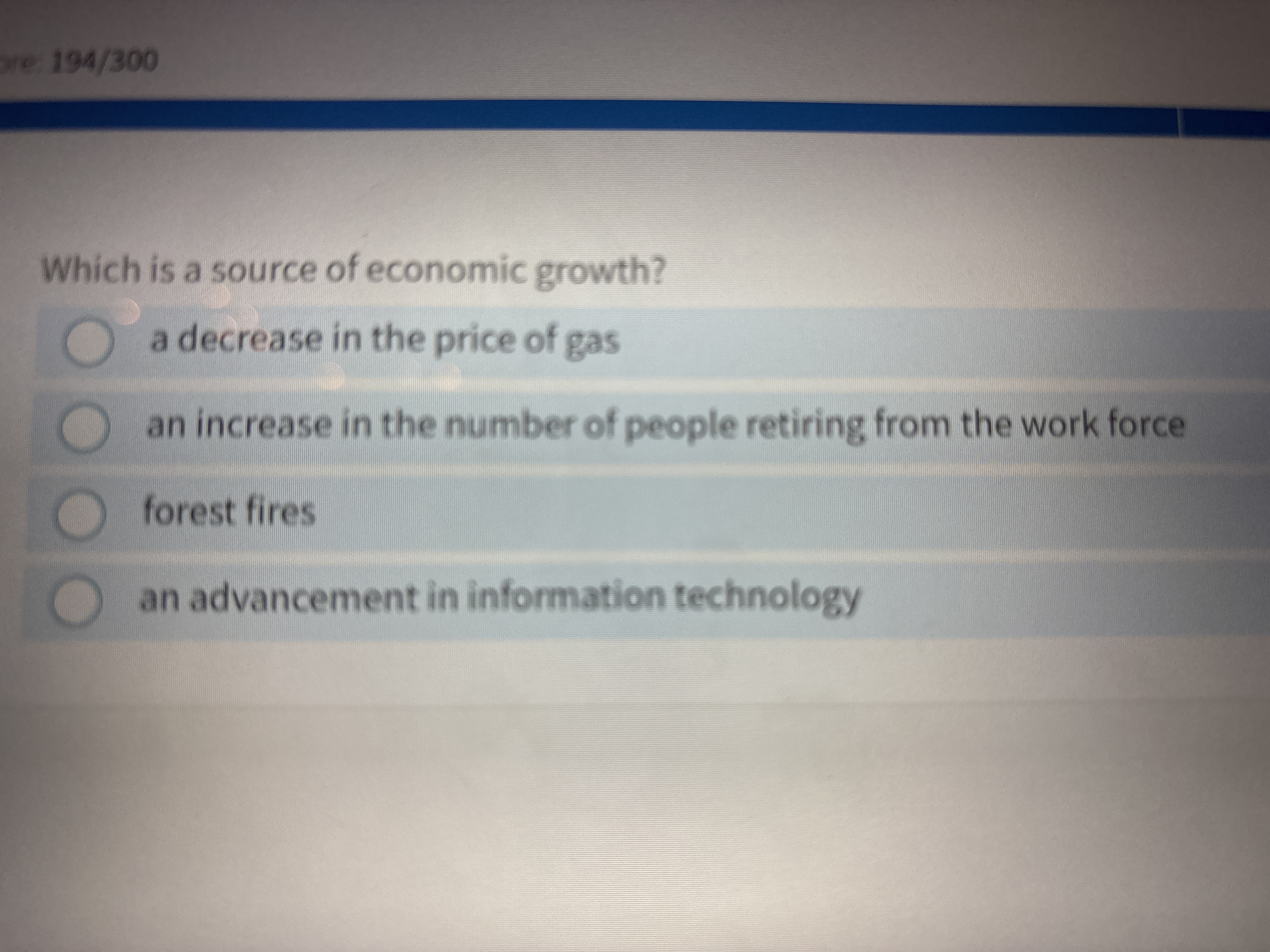 Solved Which is a source of economic growth? a decrease in | Chegg.com
