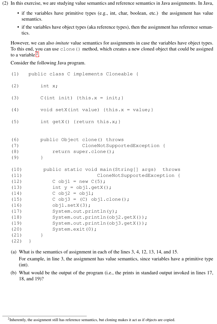 (2) In this exercise, we are studying value semantics | Chegg.com
