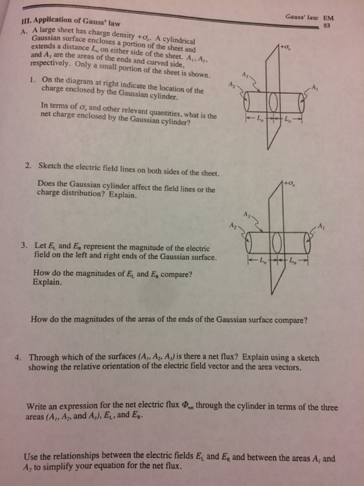 Solved Gauss' Law Em Application Of Gauss' Law A. A Large 