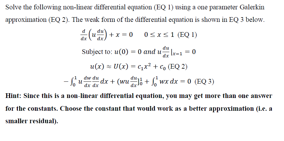 Solved Solve The Following Non Linear Differential Equation