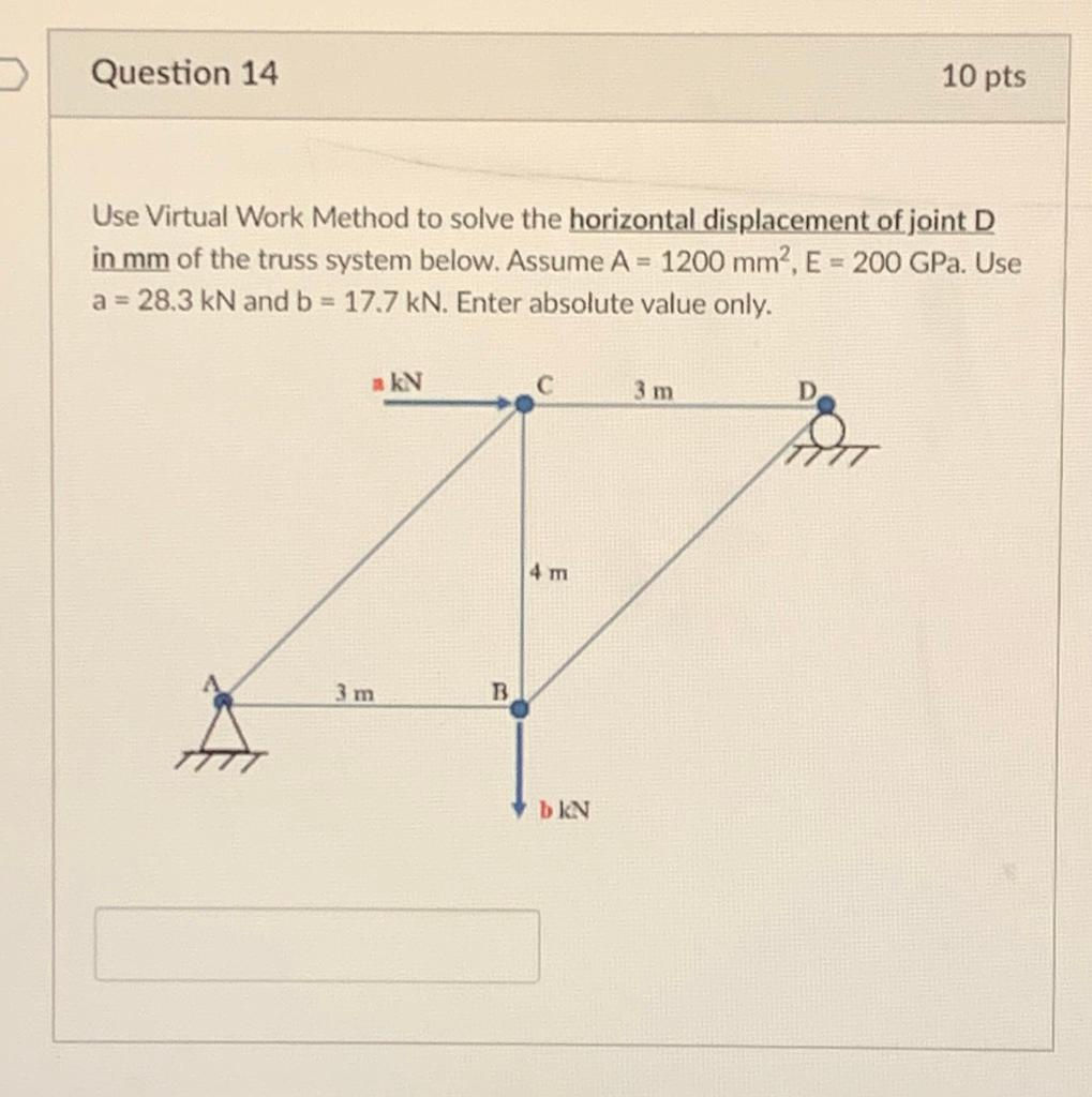 Solved Question 14 10 pts Use Virtual Work Method to solve | Chegg.com