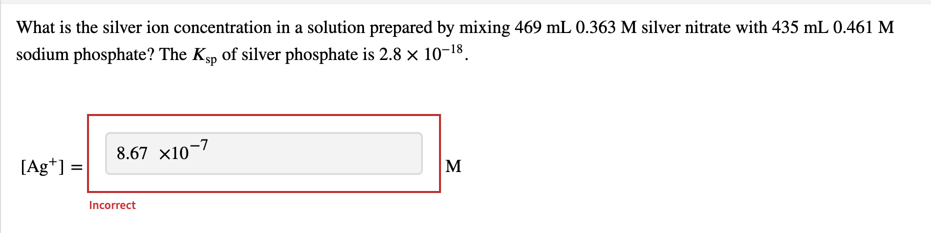 Solved What is the silver ion concentration in a solution | Chegg.com