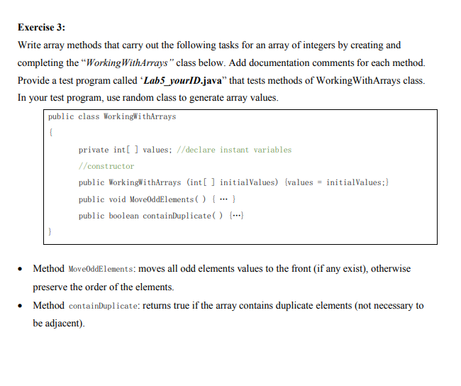 Solved Exercise 3: Write array methods that carry out the | Chegg.com
