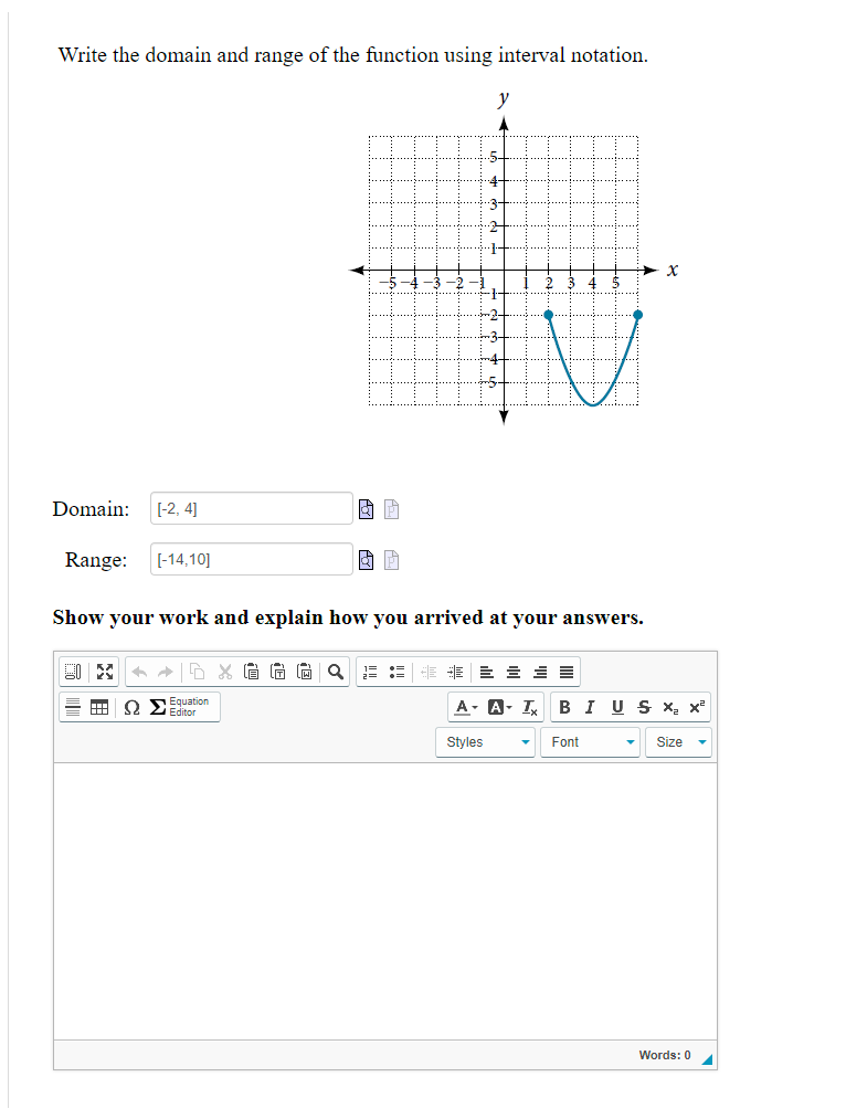 Solved Write the domain and range of the function using | Chegg.com