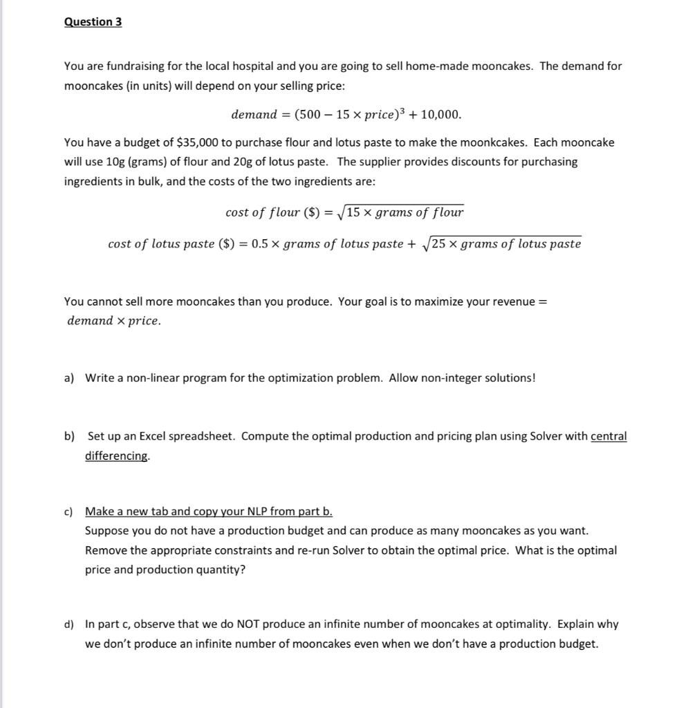 Solved a.) what are the decision variables, objective | Chegg.com