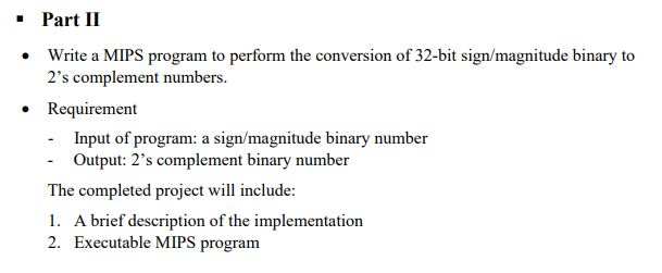 Solved • Part II Write a MIPS program to perform the | Chegg.com