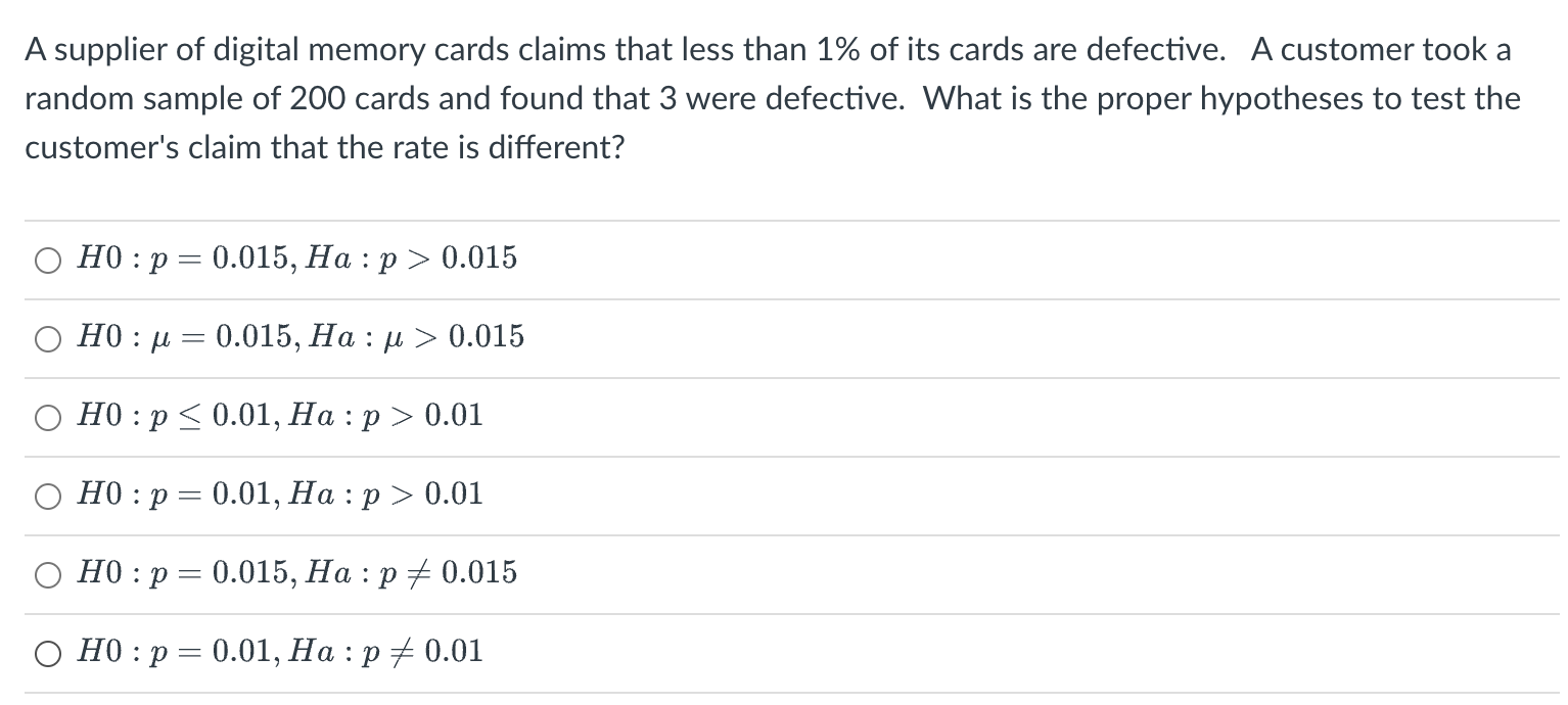 Solved A supplier of digital memory cards claims that less