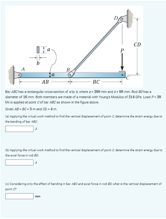 Solved Bar ABC has a rectangular cross-section of a by b, | Chegg.com