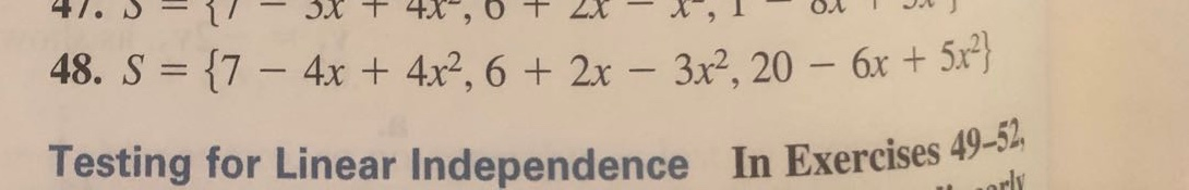 Solved Testing For Linear Independence In Exercises 41-48. | Chegg.com