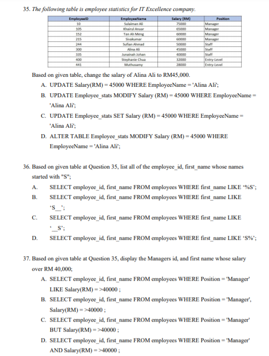 Solved 38. Maryam has completed the logical design phase of | Chegg.com