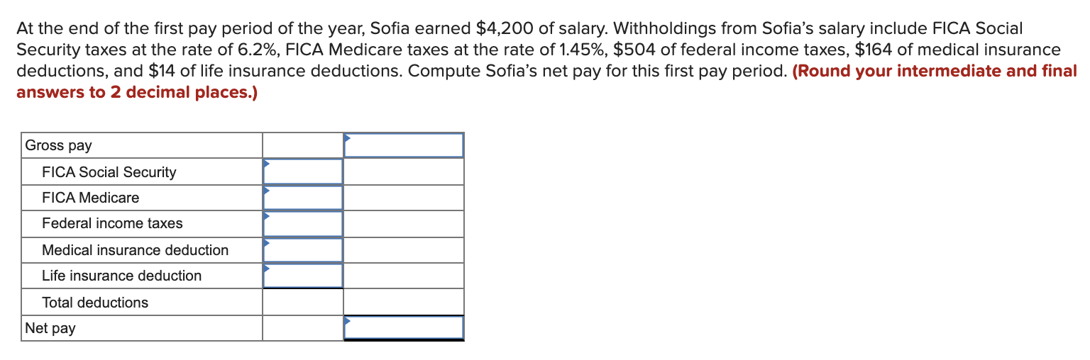 Solved At the end of the first pay period of the year, Sofia